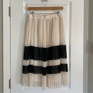 Striped Pleated Midi Skirt